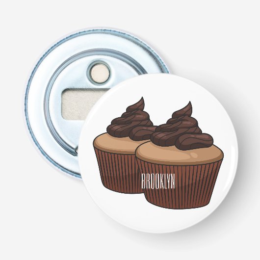 Cupcake Cartoon Illustration Flaschenöffner (Vorderseite)