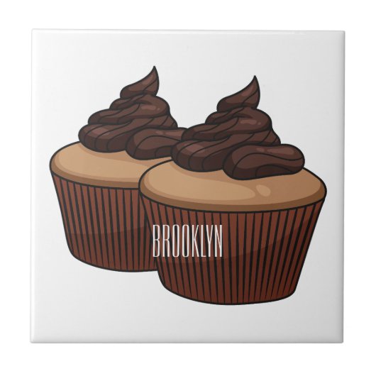 Cupcake Cartoon Illustration Fliese (Vorderseite)