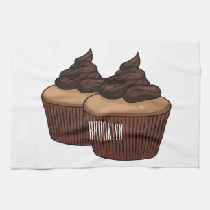 Cupcake Cartoon Illustration Geschirrtuch