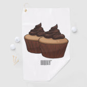 Cupcake Cartoon Illustration Golfhandtuch (Insitu)