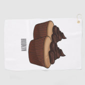 Cupcake Cartoon Illustration Golfhandtuch (Horizontal)
