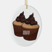 Cupcake Cartoon Illustration Keramik Ornament (Rechts)
