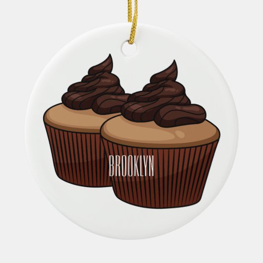 Cupcake Cartoon Illustration Keramik Ornament (Vorne)