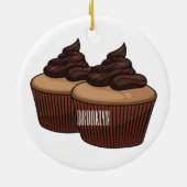 Cupcake Cartoon Illustration Keramik Ornament (Hinten)
