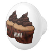 Cupcake Cartoon Illustration Keramikknauf (Rechts)