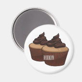 Cupcake Cartoon Illustration Magnet (Vorderseite/Rückseite)