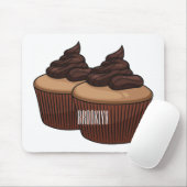 Cupcake Cartoon Illustration Mousepad (Mit Mouse)