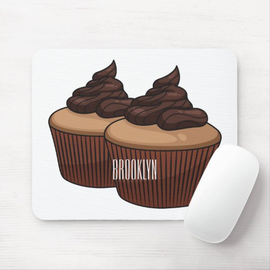 Cupcake Cartoon Illustration Mousepad (Mit Mouse)