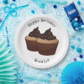 Cupcake Cartoon Illustration Pappteller (Party)