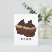 Cupcake Cartoon Illustration Postkarte (Stehend Vorderseite)