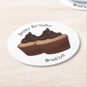 Cupcake Cartoon Illustration Runder Pappuntersetzer (Angewinkelt)
