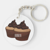 Cupcake Cartoon Illustration Schlüsselanhänger (Rückseite)