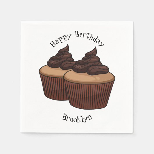 Cupcake Cartoon Illustration Serviette (Vorderseite)