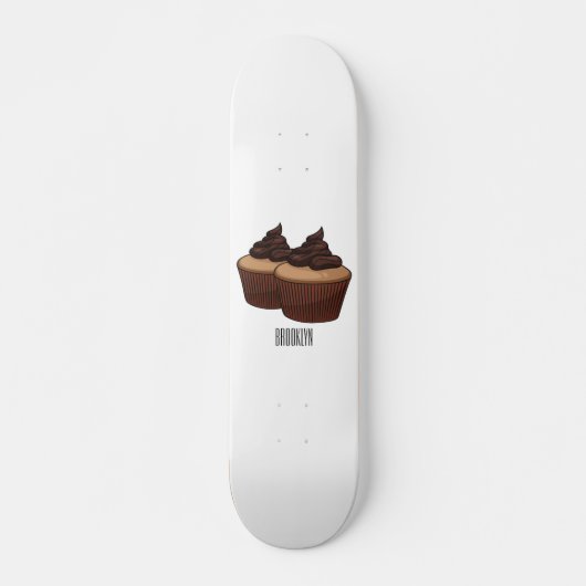 Cupcake Cartoon Illustration Skateboard (Vorne)