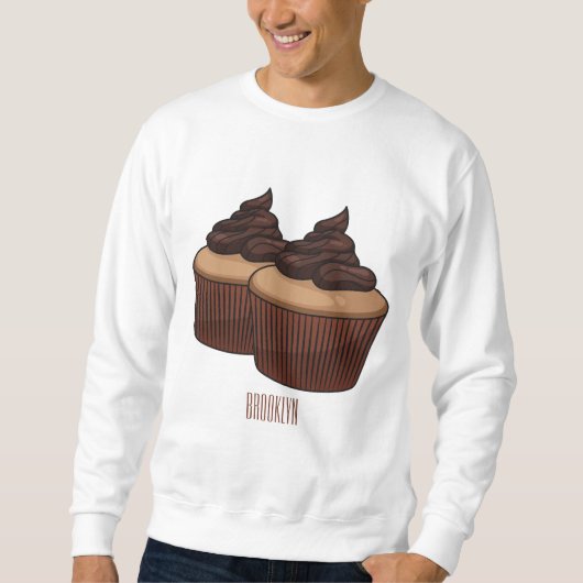 Cupcake Cartoon Illustration Sweatshirt (Vorderseite)