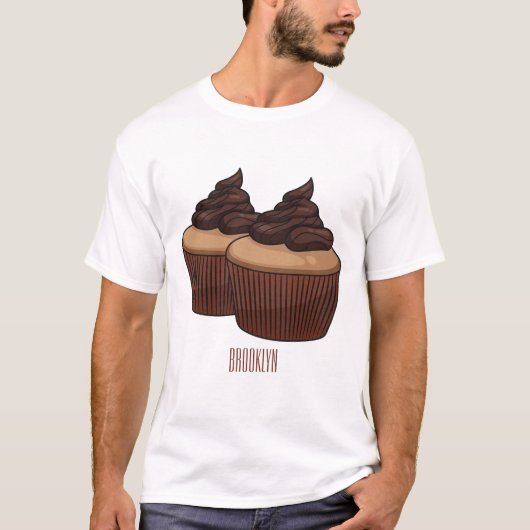 Cupcake Cartoon Illustration T-Shirt (Vorderseite)