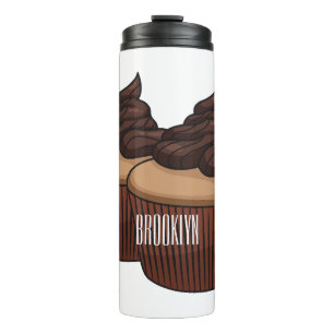 Cupcake Cartoon Illustration Thermosbecher