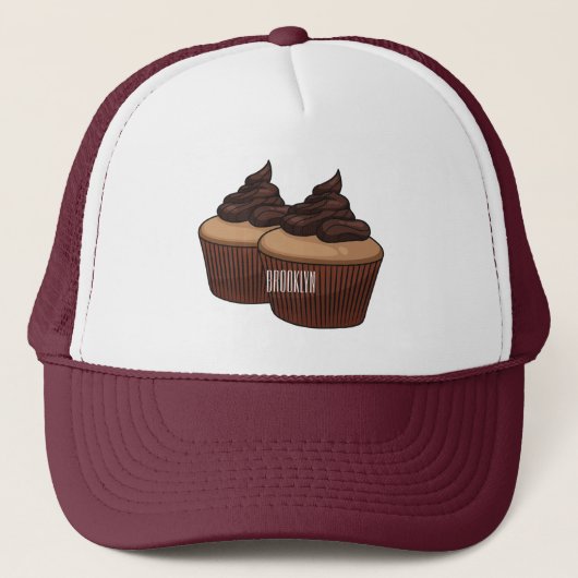 Cupcake Cartoon Illustration Truckerkappe (Vorderseite)