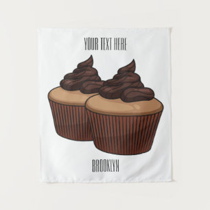 Cupcake Cartoon Illustration Wandteppich