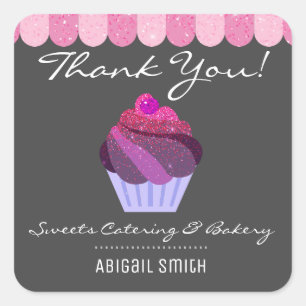 Cupcake Catering Bäckerei Giro Glitzer Square Stic Quadratischer Aufkleber