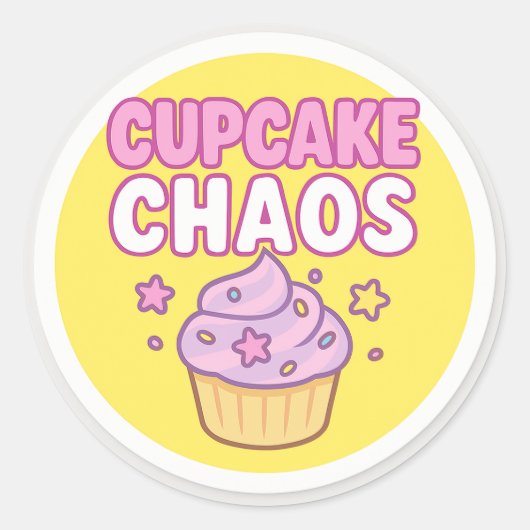 Cupcake Chaos Round Sticker (Vorderseite)