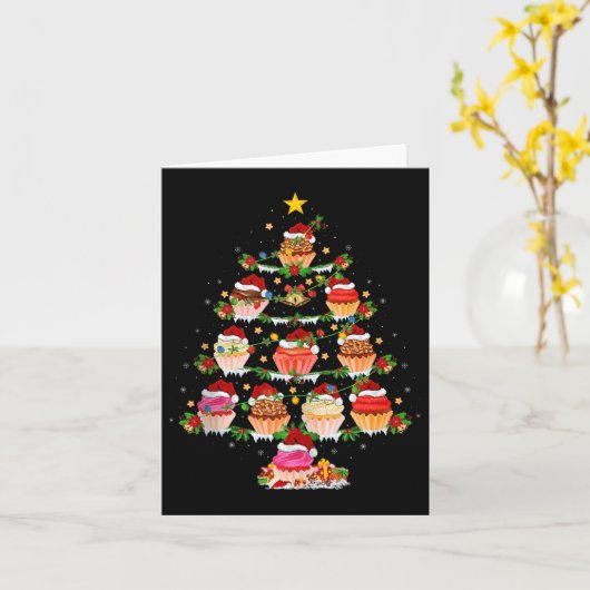 Cupcake Christmas Tree Lights Funny Fast Food Cupc Karte (Gelbe Blume)