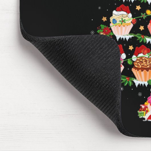 Cupcake Christmas Tree Lights Funny Fast Food Cupc Mousepad (Ecke)