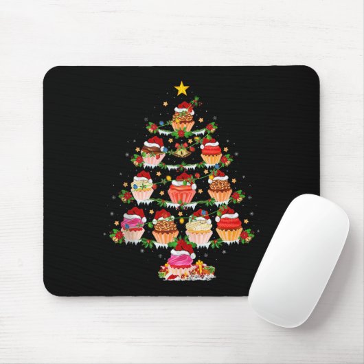 Cupcake Christmas Tree Lights Funny Fast Food Cupc Mousepad (Mit Mouse)