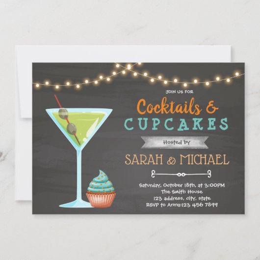 Cupcake-Cocktail-Gespräch Thema Einladung (Vorderseite)