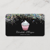 Cupcake Colorful Confetti, schwarz Visitenkarte (Vorderseite)