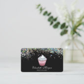 Cupcake Colorful Confetti, schwarz Visitenkarte (Stehend Vorderseite)