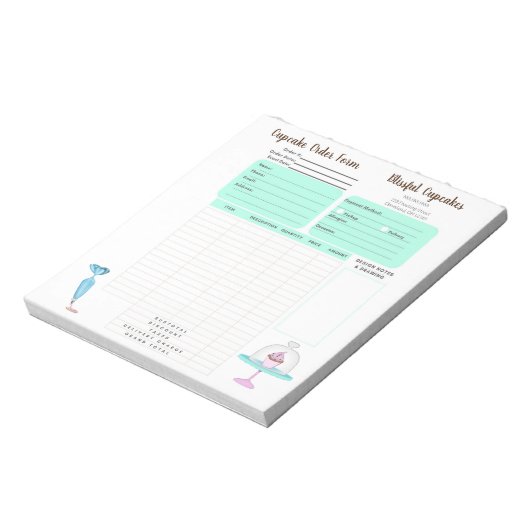 Cupcake Cookie Bakery Order Form Notizblock (Rotiert)