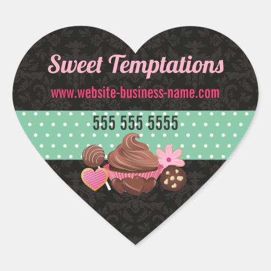 Cupcake Cookies Cake Pops Packen Siegel Herz-Aufkleber (Vorderseite)