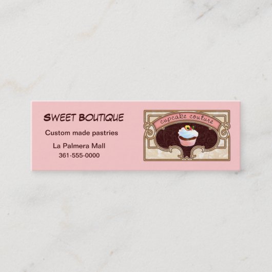 Cupcake Couture Pink Visitenkarten-Logo Mini Visitenkarte (Vorderseite)