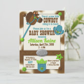 Cupcake Cowboy Baby Boy Dusche Einladung (Stehend Vorderseite)