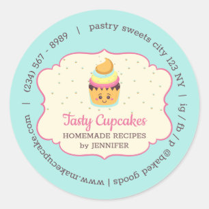 Cupcake Cute Bakery Gebäck Süßigkeiten Runder Aufkleber