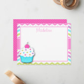 Cupcake danke Ihnen Hinweis, Cupcake Stationery Mitteilungskarte (Vorderseite/Rückseite Beispiel)
