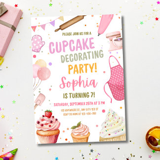 Cupcake Decoration Party Einladung, zum Geburtstag Einladung