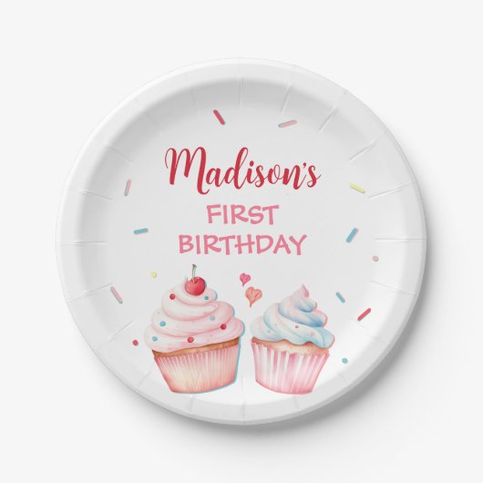 Cupcake Decoration Party Niedlich Backen Girl Gebu Pappteller (Vorderseite)