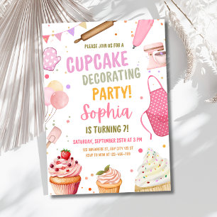 Cupcake-Dekorationsparty Kochen Mädchen Geburtstag Einladung
