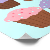 Cupcake Delikatesse mit rosa Grenze Poster (Ecke)