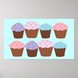 Cupcake Delikatesse mit rosa Grenze Poster