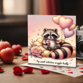Cupcake Deluxe Raccoon Valentine Card Feiertagskarte