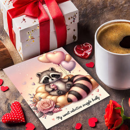 Cupcake Deluxe Raccoon Valentine Card Feiertagskarte