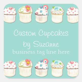 Cupcake Dessert Backbäckerei Business Identität Quadratischer Aufkleber