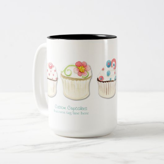Cupcake Dessert Backbäckerei Business Identität Zweifarbige Tasse (Vorderseite Links)