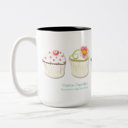 Cupcake Dessert Backbäckerei Business Identität Zweifarbige Tasse (Links)