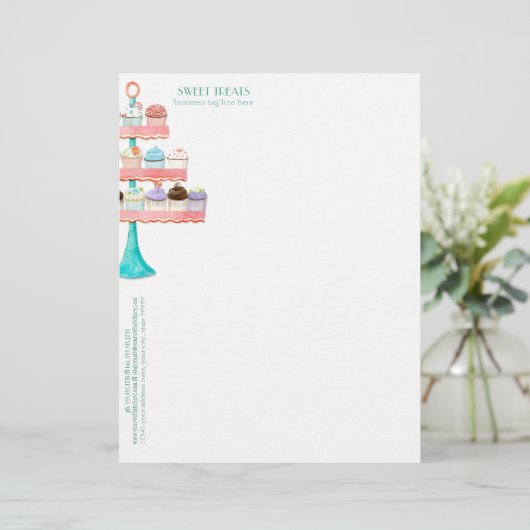 Cupcake Dessert Backbäckerei Business-Paket Briefbogen (Stehend Vorderseite)