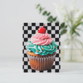 Cupcake Dessert Happy Birthday Clipart Postkarte (Stehend Vorderseite)