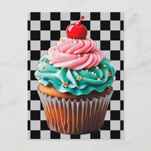 Cupcake Dessert Happy Birthday Clipart Postkarte (Vorderseite)